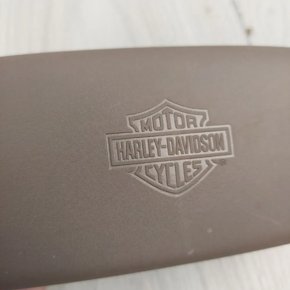 Harley Davidson‎ Hard Eyeglass Sunglasses CASE Clamshell Tan Black Embossed Logo